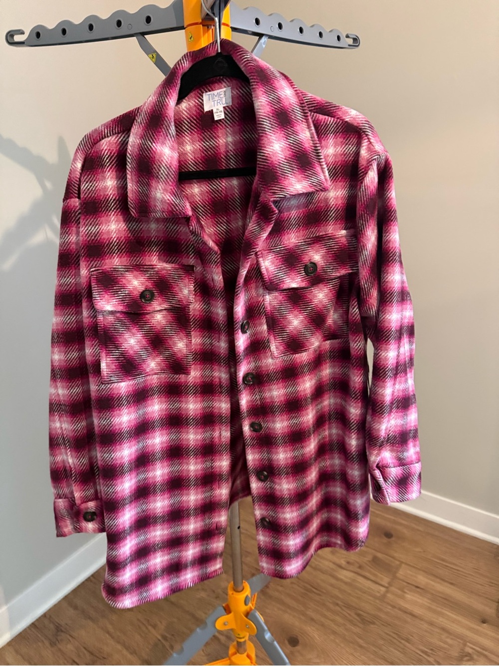Pink Plaid Shacket - Vibrant Pink Plaid - Picture 4 of 6